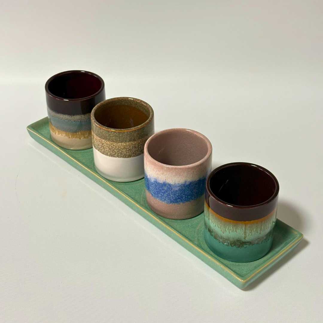 Set cerámico de 4 macetas pequeñas