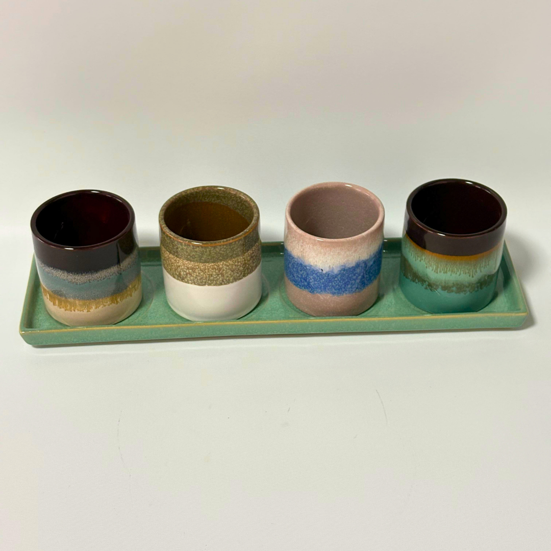 Set cerámico de 4 macetas pequeñas