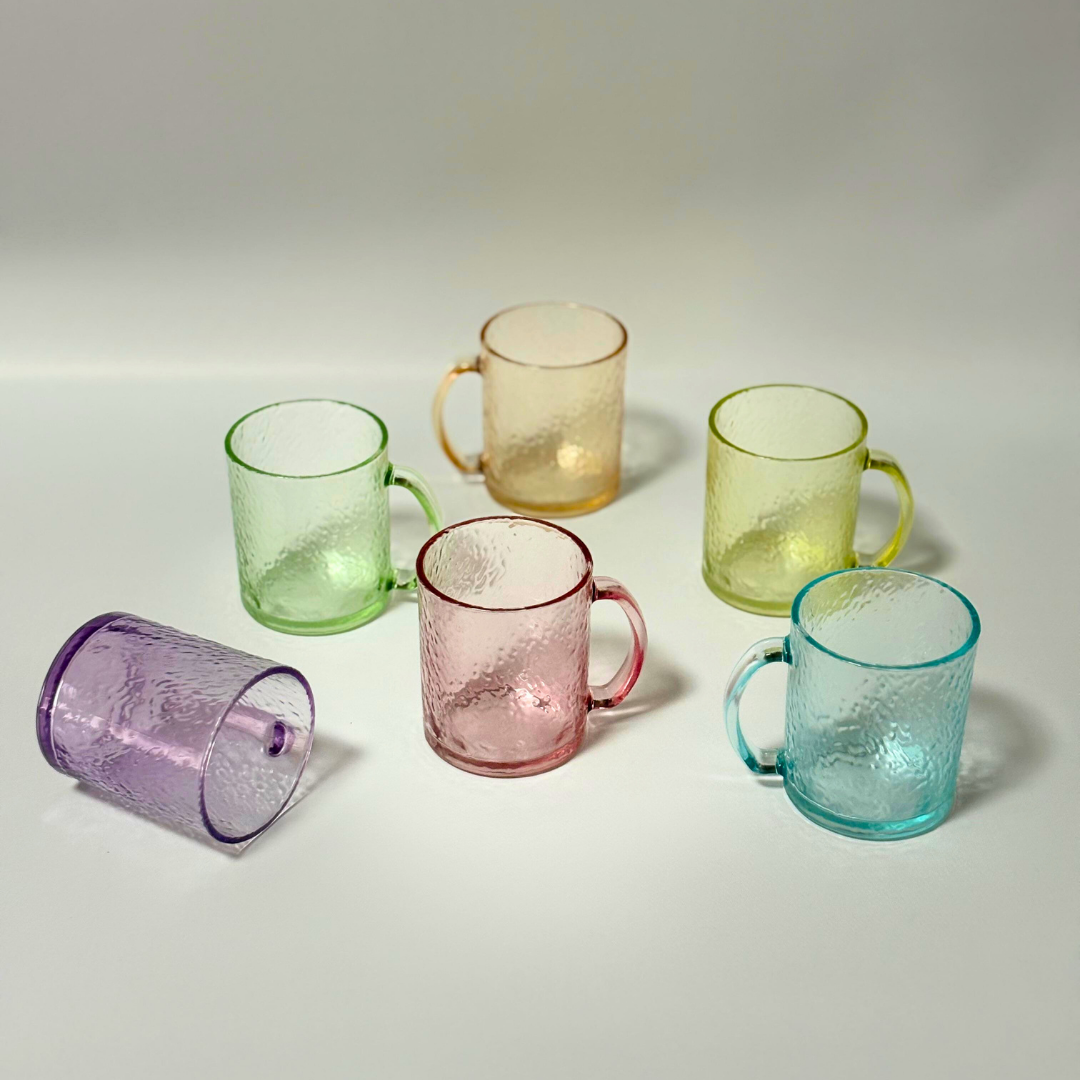 Set de tazas en vidrio labrado