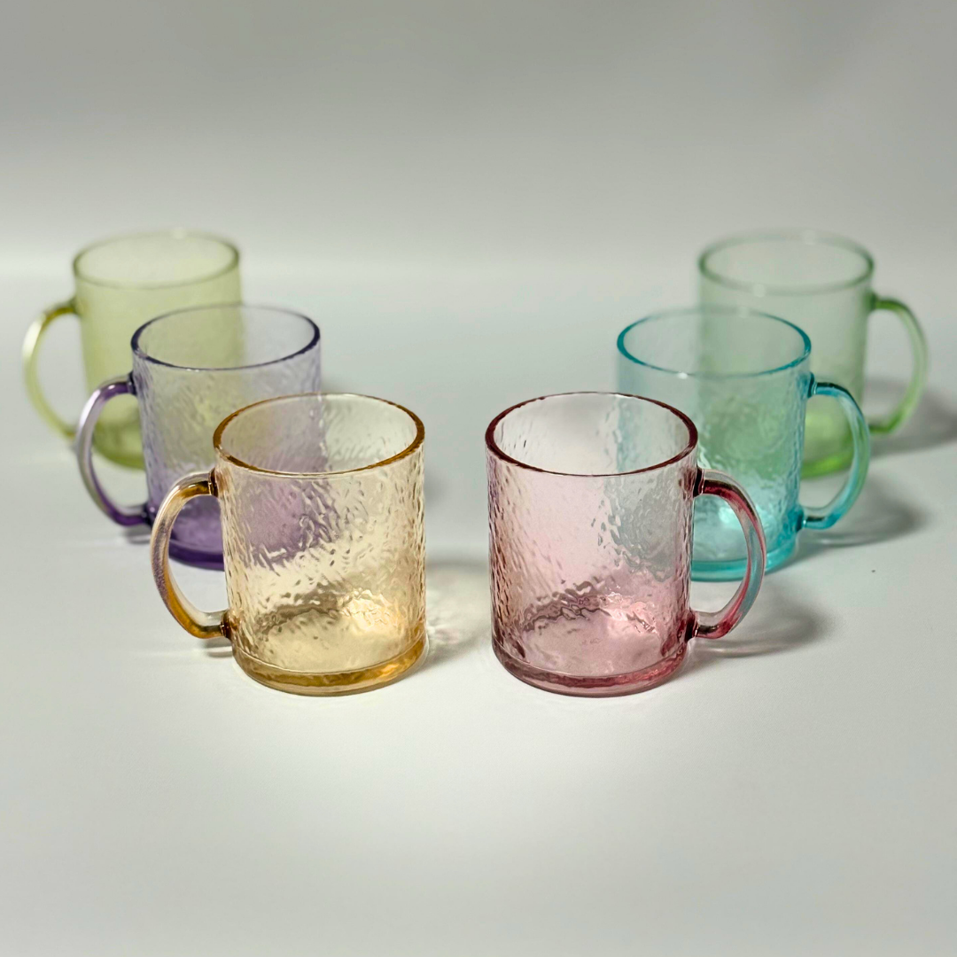 Set de tazas en vidrio labrado
