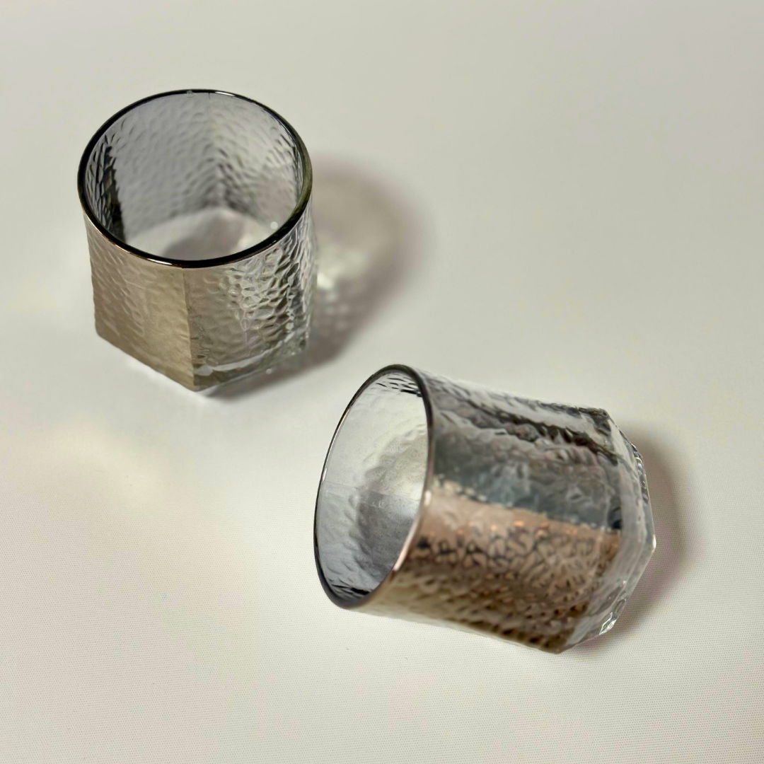 Set de vasos en vidrio octagonales negros