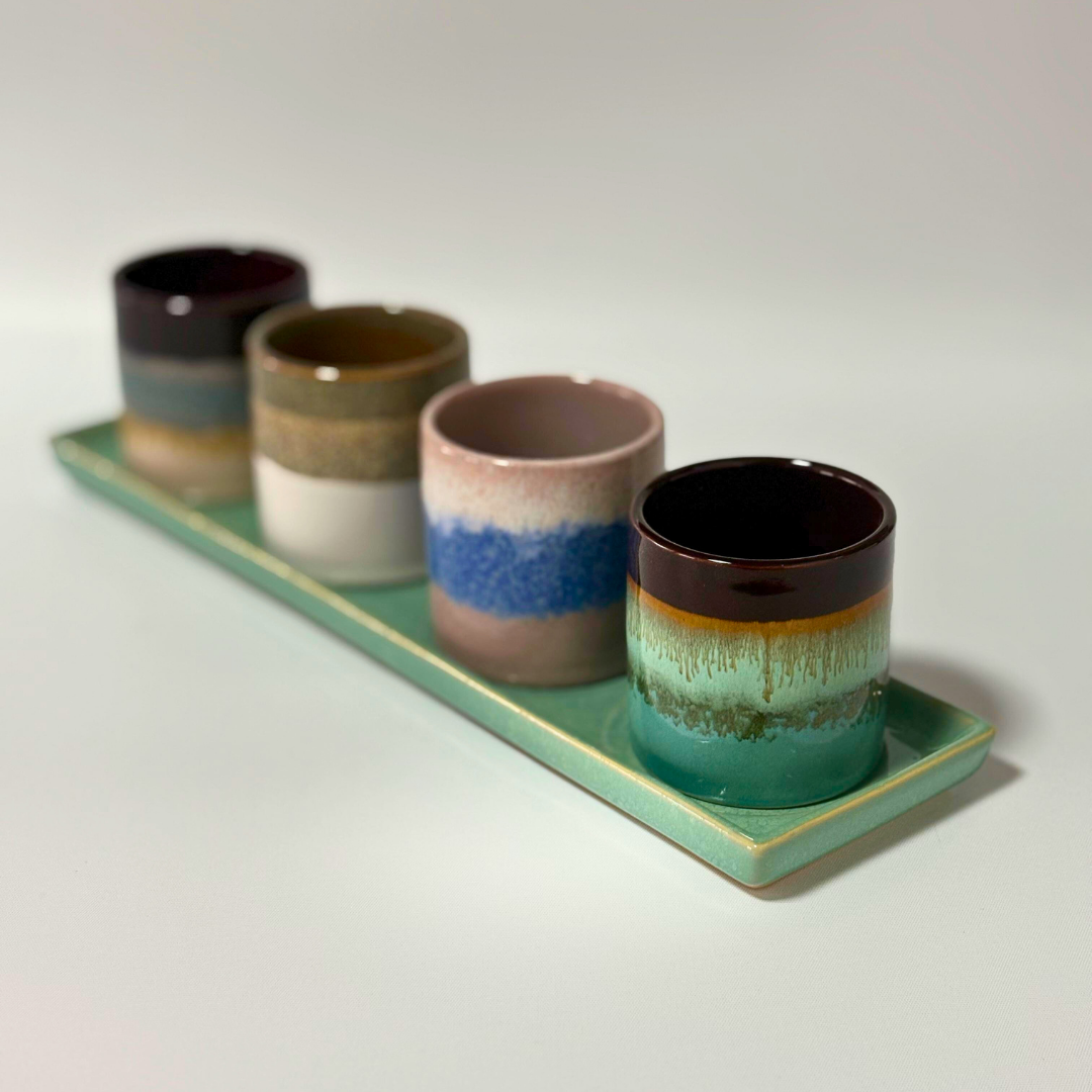 Set cerámico de 4 macetas pequeñas
