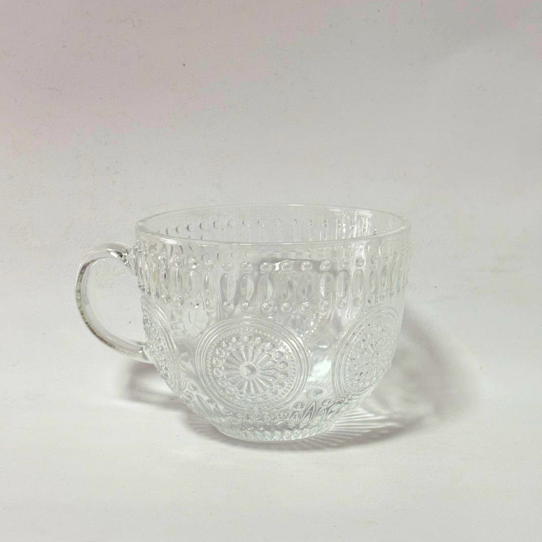 Set de tazas en vidrio labrado
