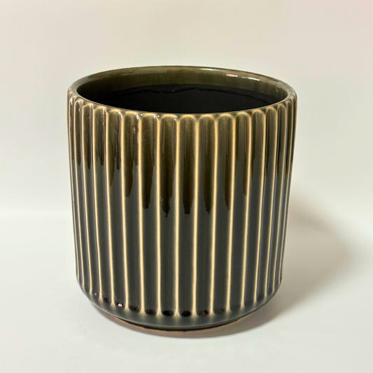 Maceta cerámica de lineas café