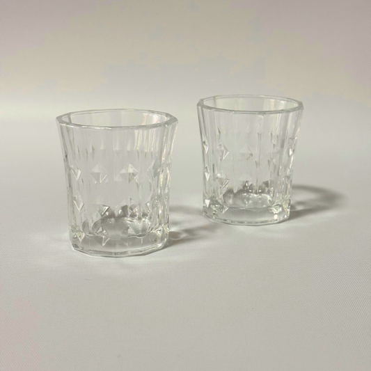 Set de shoteros en vidrio labrado