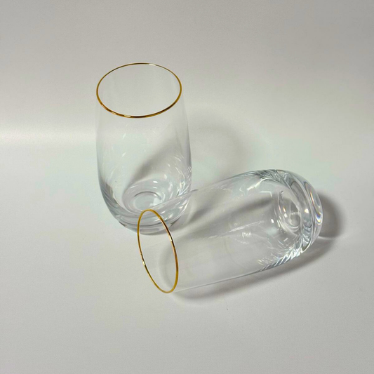Set de vasos medianos orilla dorada