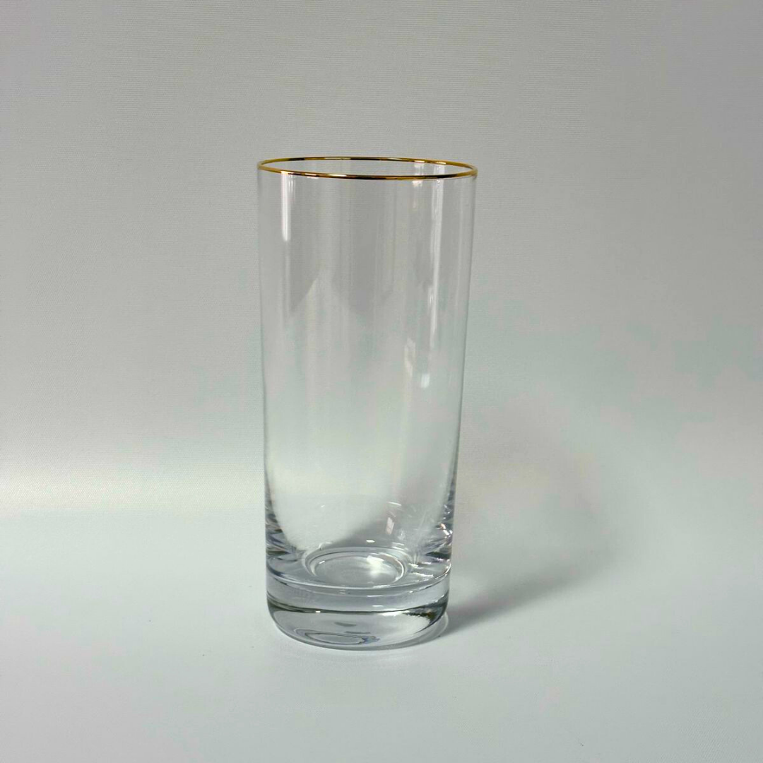 Set de vasos largos orilla dorada