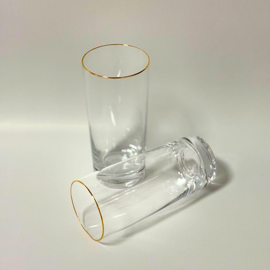 Set de vasos largos orilla dorada