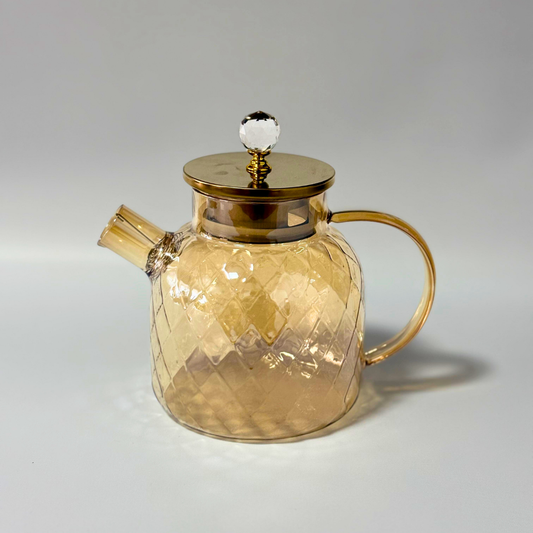 Tetera de cristal ámbar