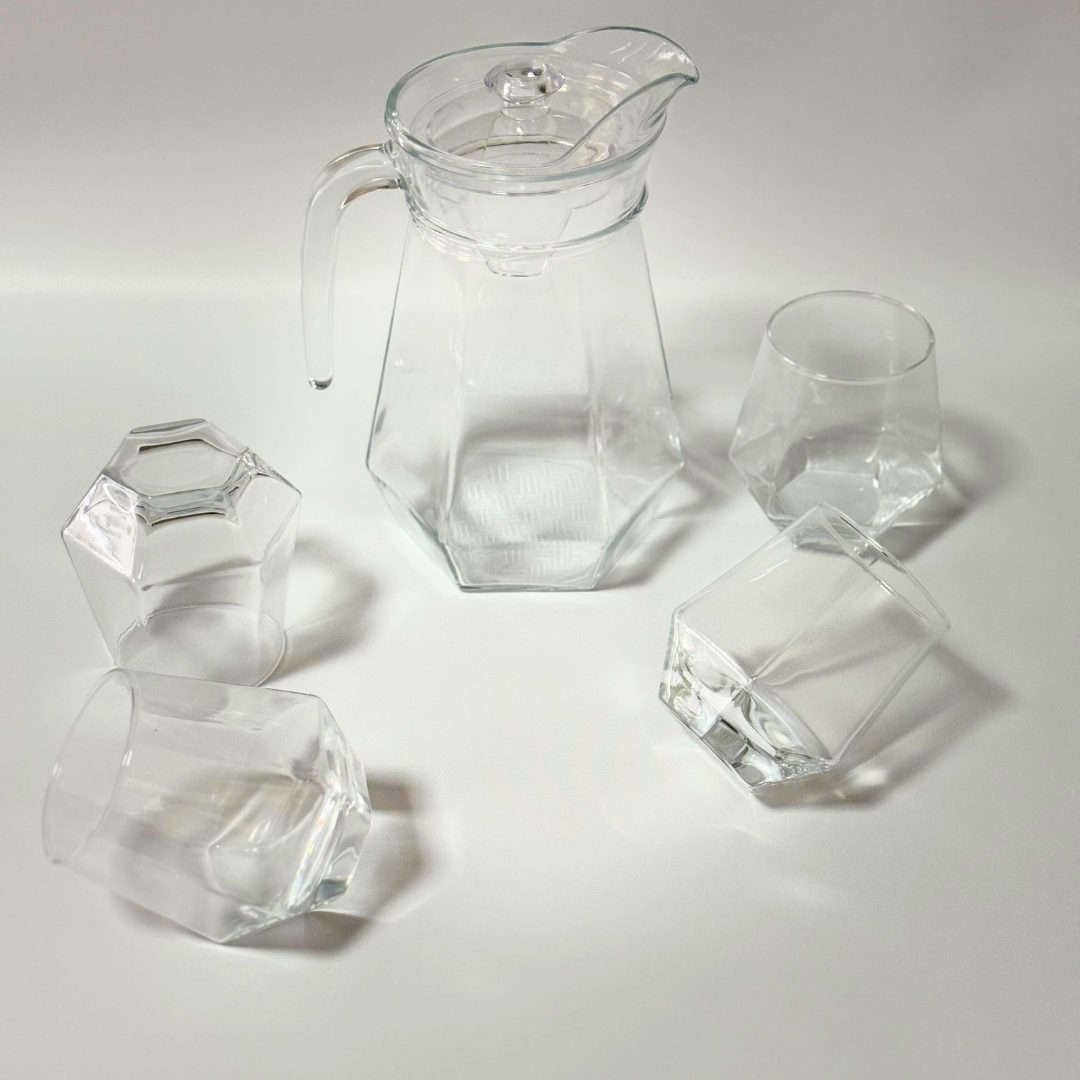 Set pichel octagonal + 4 vasos