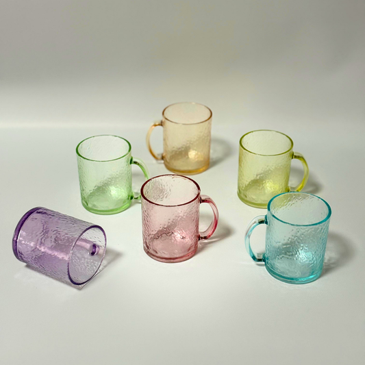 Set de tazas en vidrio labrado
