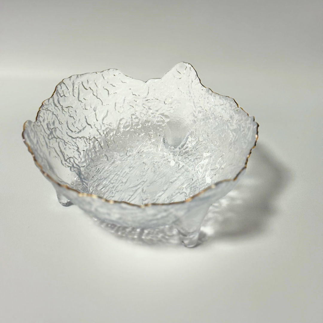 Bowl vidrio labrado y orilla dorada