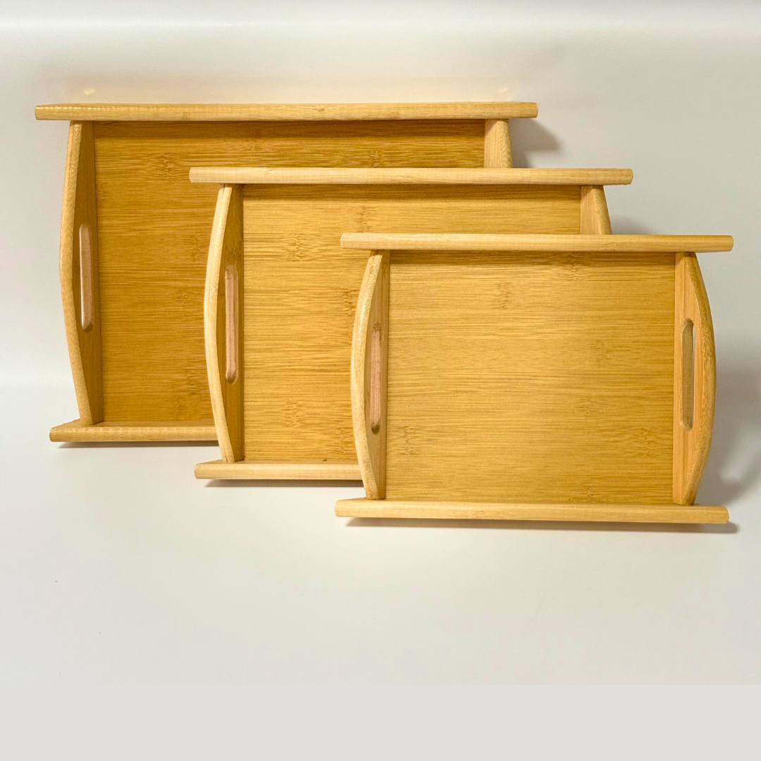 Set de 3 bandejas de bambú