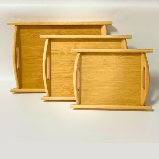 Set de 3 bandejas de bambú