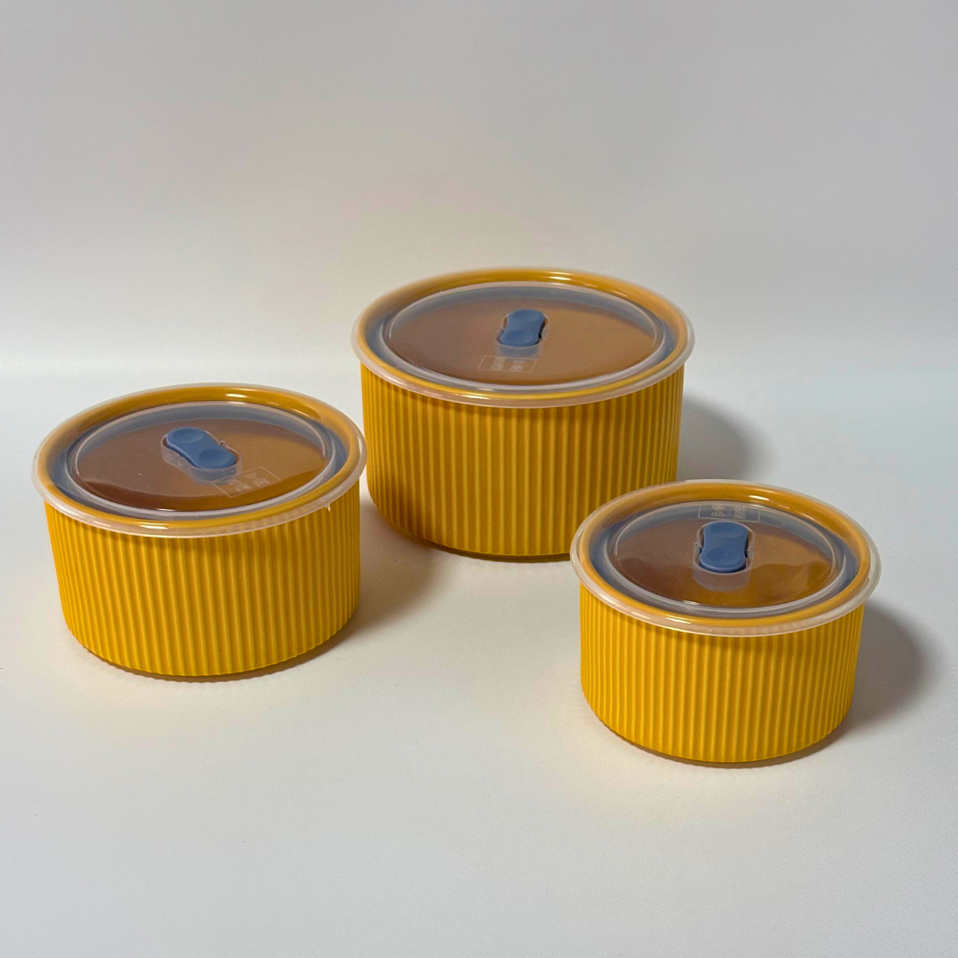 Set de 3 herméticos cerámicos acanalados