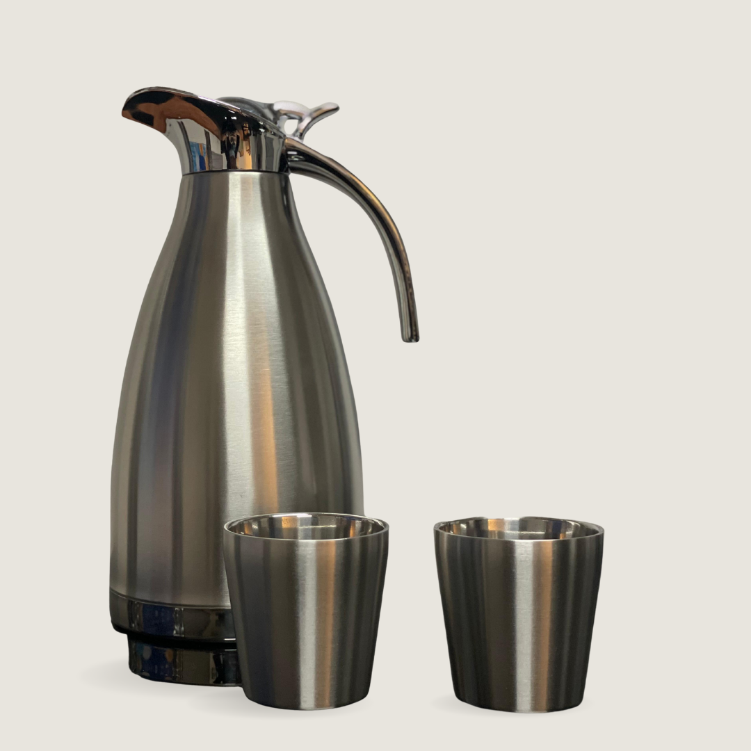 Termo de Acero Inoxidable + 2 Vasos de Acero Inoxidable