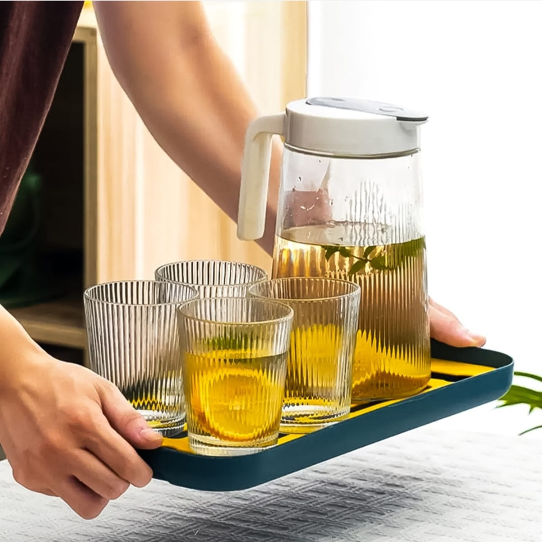 Set Pichel + 4 Vasos Lineas